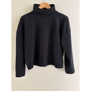 Everlane Womens Organic Cotton Turtleneck Oversized Boxy Blk Sweatshirt S Lounge